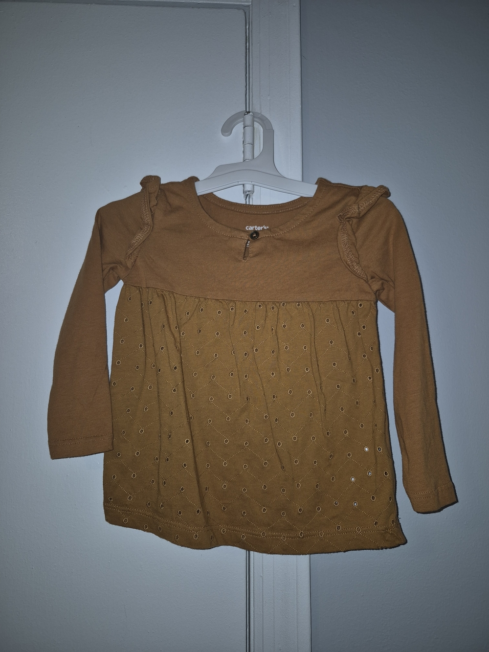 Carter's Girls' Long Sleeve Eyelet Tunic - Mustard Size 3T